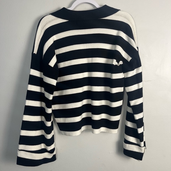 English factory STRIPED COLLARED CROPPED SWEATER black/white size medium - Picture 8 of 8